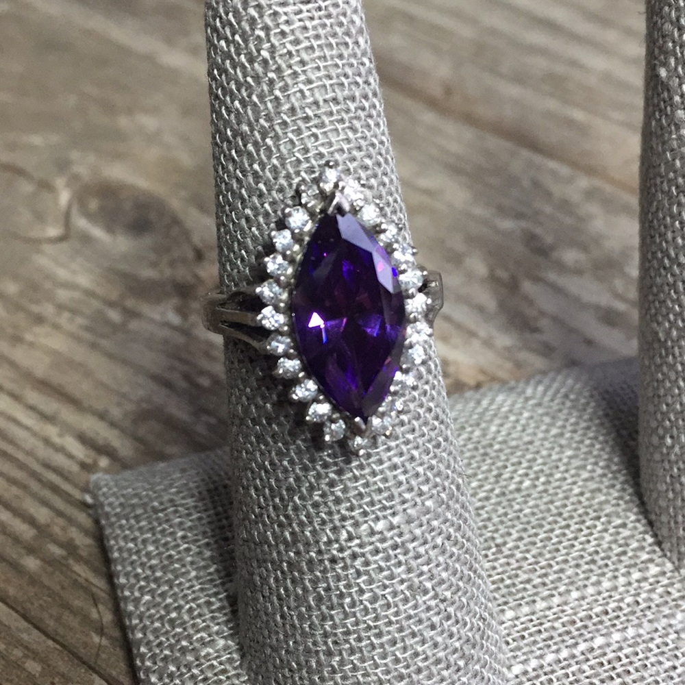 AMAZING Sterling Rhinestone Ring, size 7 1/4